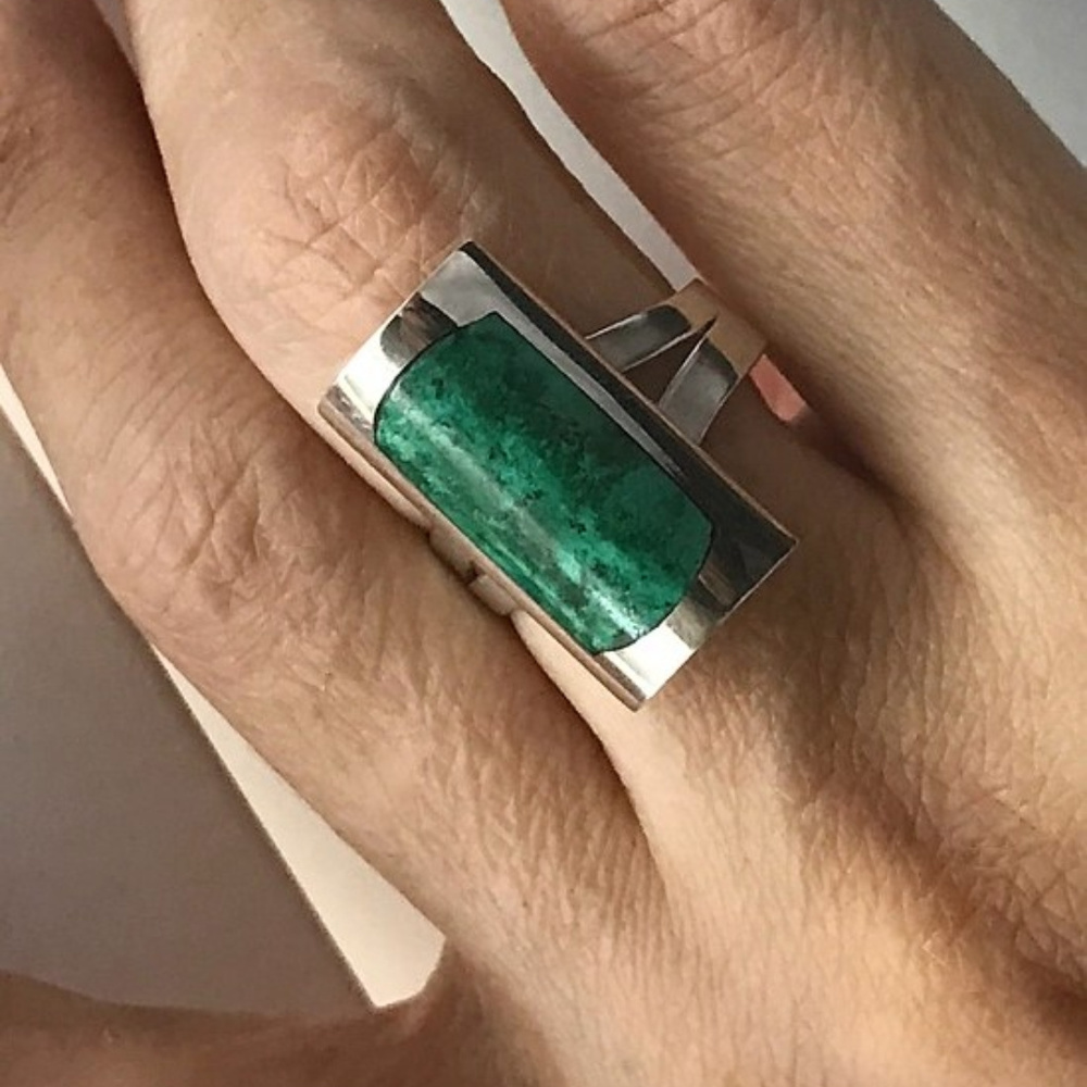 Handmade 950 Silver Turquoise Semi Precious Ring